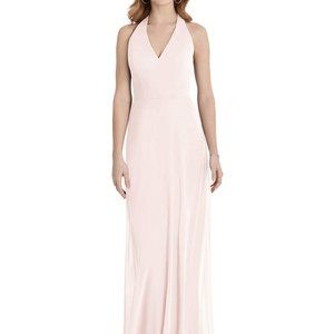 After Six 1516...V-Neck Halter Chiffon Maxi Dress ....Blush...Size 2...NWT
